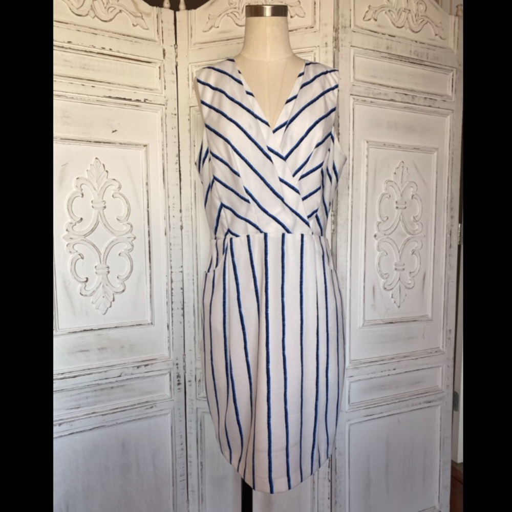 White Dress with Blue Stripes